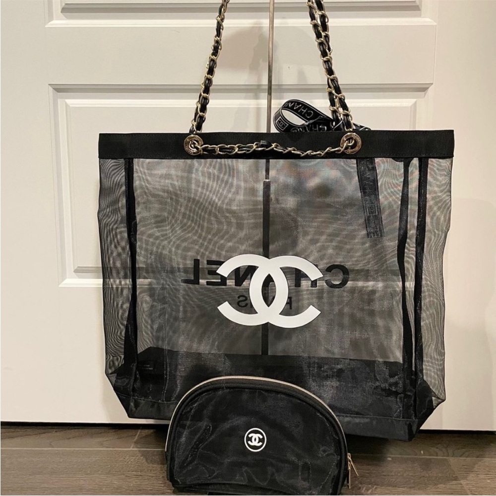 Chanel Black Mesh Tote Bag with Pouch *pouch Not Included*
